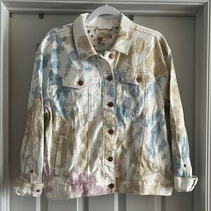 Pilcro Anthropologie Stylish Tie-Dye Denim Jacket Size M